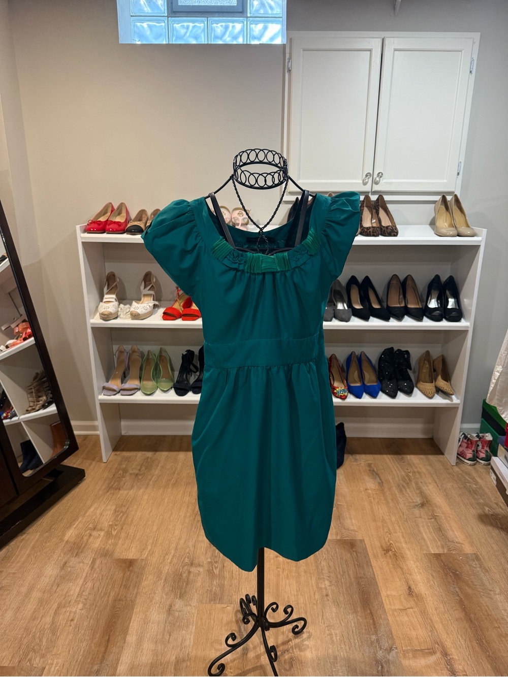 The Limited Teal Puff-Sleeve Mini Dress